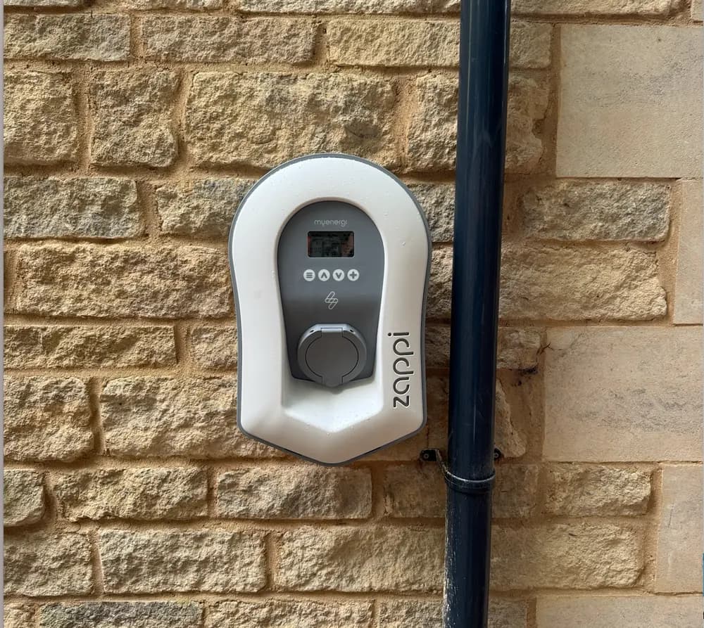 Mike Fadden's MyEnergi Zappi EV charger mounted on the side of his home